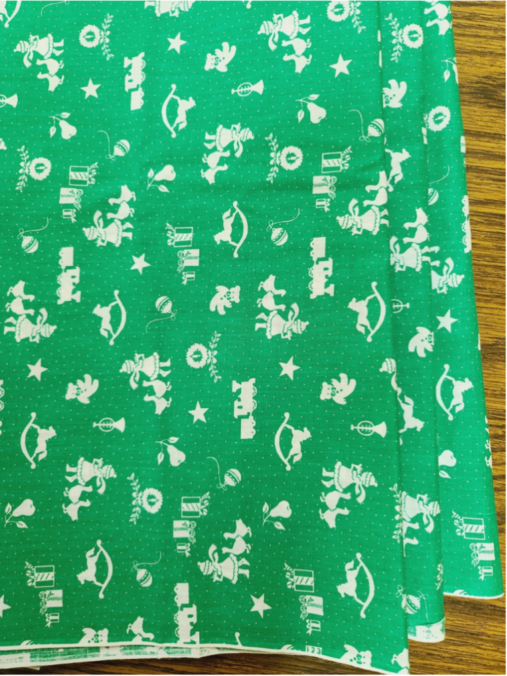 Vintage Christmas Cotton Fabric Wamsutta OTC Green Holiday Print 5 Yds 22" x 44"